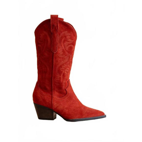 NEW OASIS SOCIETY women's amaya classic western boots in red - Picture 2 of 4